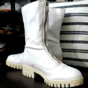 White Zip Up Boots